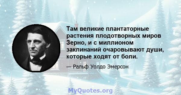 Там великие плантаторные растения плодотворных миров Зерно, и с миллионом заклинаний очаровывают души, которые ходят от боли.