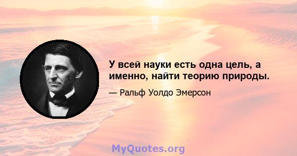 У всей науки есть одна цель, а именно, найти теорию природы.