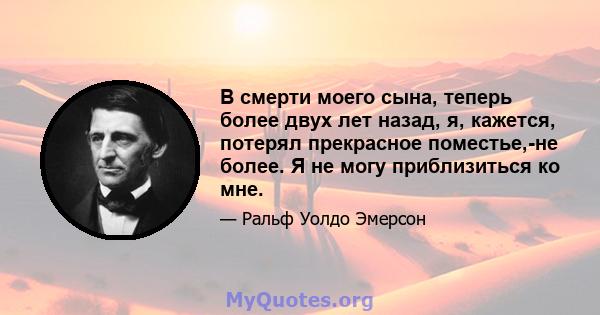 В смерти моего сына, теперь более двух лет назад, я, кажется, потерял прекрасное поместье,-не более. Я не могу приблизиться ко мне.