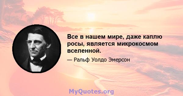 Все в нашем мире, даже каплю росы, является микрокосмом вселенной.