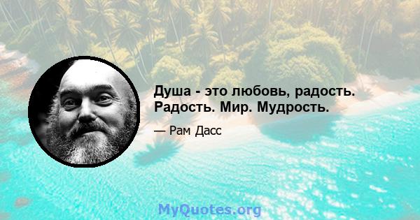 Душа - это любовь, радость. Радость. Мир. Мудрость.