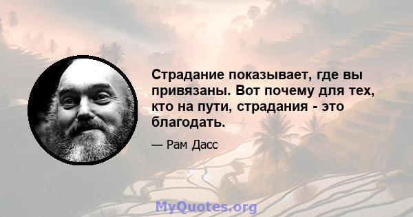 Страдание показывает, где вы привязаны. Вот почему для тех, кто на пути, страдания - это благодать.