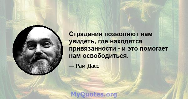 Страдания позволяют нам увидеть, где находятся привязанности - и это помогает нам освободиться.