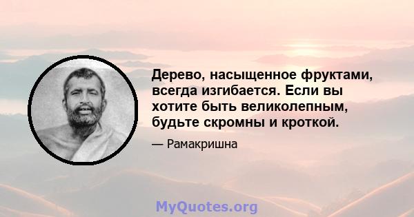 Дерево, насыщенное фруктами, всегда изгибается. Если вы хотите быть великолепным, будьте скромны и кроткой.