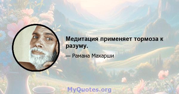 Медитация применяет тормоза к разуму.