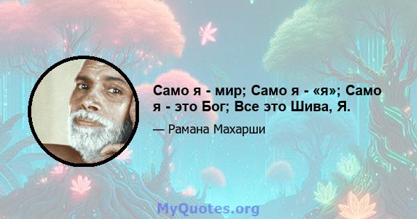 Само я - мир; Само я - «я»; Само я - это Бог; Все это Шива, Я.