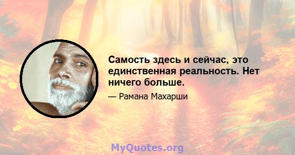 Самость здесь и сейчас, это единственная реальность. Нет ничего больше.