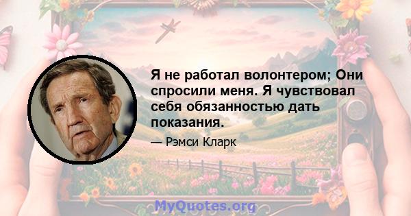 Я не работал волонтером; Они спросили меня. Я чувствовал себя обязанностью дать показания.