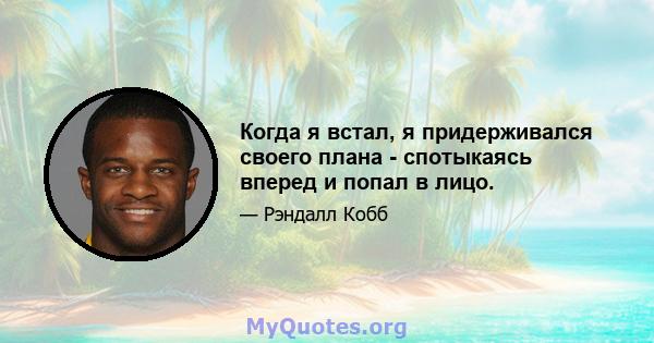 Когда я встал, я придерживался своего плана - спотыкаясь вперед и попал в лицо.