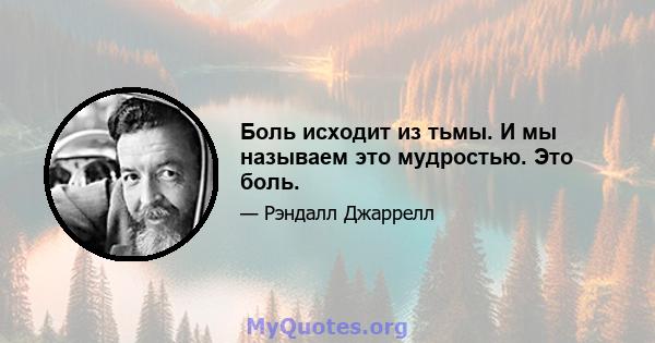 Боль исходит из тьмы. И мы называем это мудростью. Это боль.