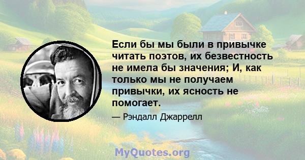 Если бы мы были в привычке читать поэтов, их безвестность не имела бы значения; И, как только мы не получаем привычки, их ясность не помогает.