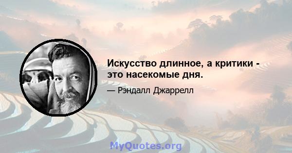 Искусство длинное, а критики - это насекомые дня.