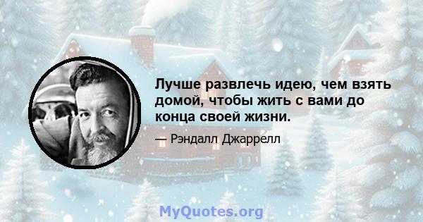 Лучше развлечь идею, чем взять домой, чтобы жить с вами до конца своей жизни.