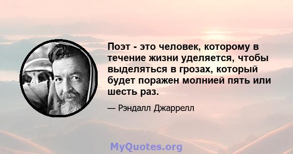 Поэт - это человек, которому в течение жизни уделяется, чтобы выделяться в грозах, который будет поражен молнией пять или шесть раз.