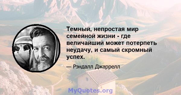 Темный, непростая мир семейной жизни - где величайший может потерпеть неудачу, и самый скромный успех.