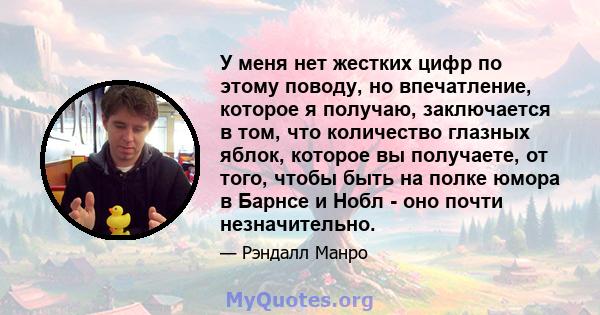 У меня нет жестких цифр по этому поводу, но впечатление, которое я получаю, заключается в том, что количество глазных яблок, которое вы получаете, от того, чтобы быть на полке юмора в Барнсе и Нобл - оно почти