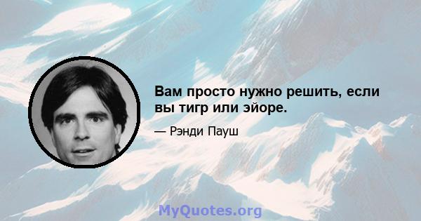 Вам просто нужно решить, если вы тигр или эйоре.