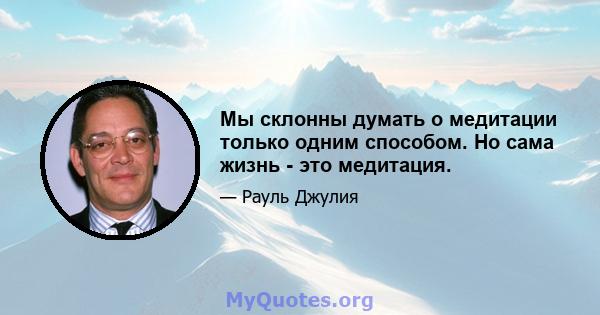 Мы склонны думать о медитации только одним способом. Но сама жизнь - это медитация.