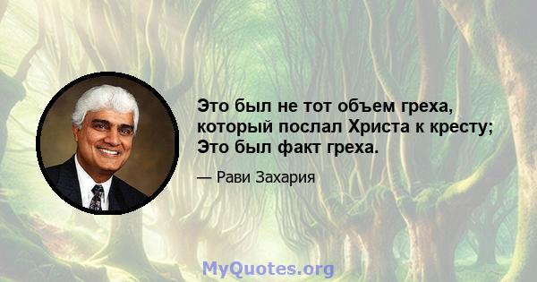 Это был не тот объем греха, который послал Христа к кресту; Это был факт греха.