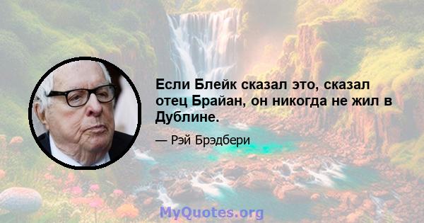 Если Блейк сказал это, сказал отец Брайан, он никогда не жил в Дублине.