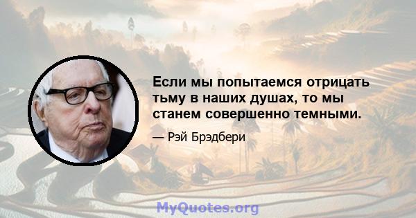 Если мы попытаемся отрицать тьму в наших душах, то мы станем совершенно темными.