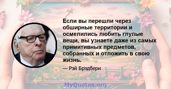 Если вы перешли через обширные территории и осмелились любить глупые вещи, вы узнаете даже из самых примитивных предметов, собранных и отложить в свою жизнь.