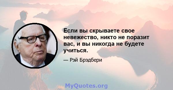 Если вы скрываете свое невежество, никто не поразит вас, и вы никогда не будете учиться.