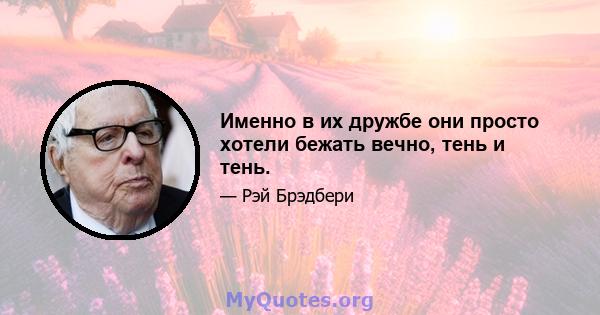 Именно в их дружбе они просто хотели бежать вечно, тень и тень.