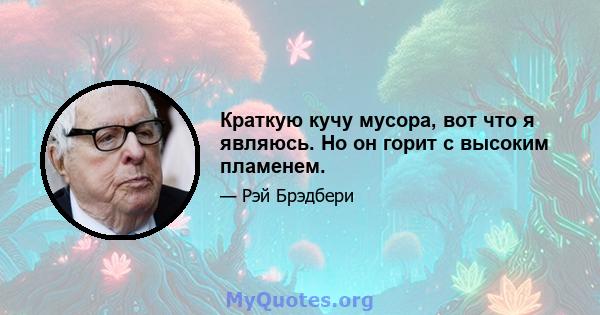 Краткую кучу мусора, вот что я являюсь. Но он горит с высоким пламенем.