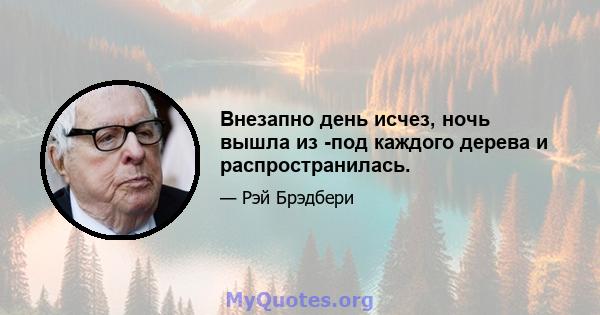 Внезапно день исчез, ночь вышла из -под каждого дерева и распространилась.