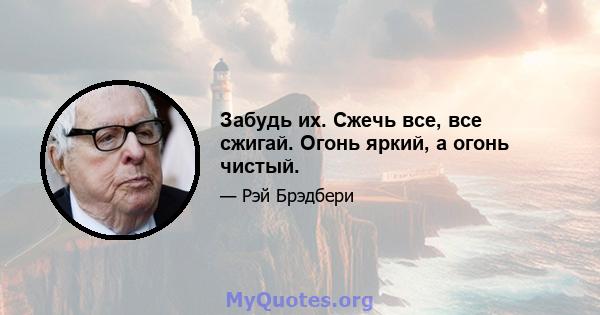 Забудь их. Сжечь все, все сжигай. Огонь яркий, а огонь чистый.