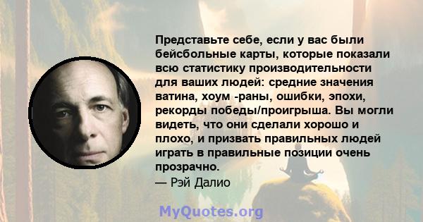 Представьте себе, если у вас были бейсбольные карты, которые показали всю статистику производительности для ваших людей: средние значения ватина, хоум -раны, ошибки, эпохи, рекорды победы/проигрыша. Вы могли видеть, что 