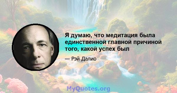 Я думаю, что медитация была единственной главной причиной того, какой успех был