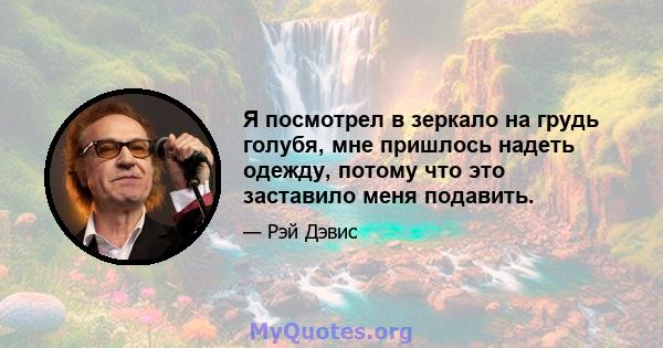 Я посмотрел в зеркало на грудь голубя, мне пришлось надеть одежду, потому что это заставило меня подавить.