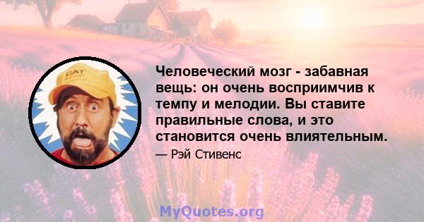 Человеческий мозг - забавная вещь: он очень восприимчив к темпу и мелодии. Вы ставите правильные слова, и это становится очень влиятельным.