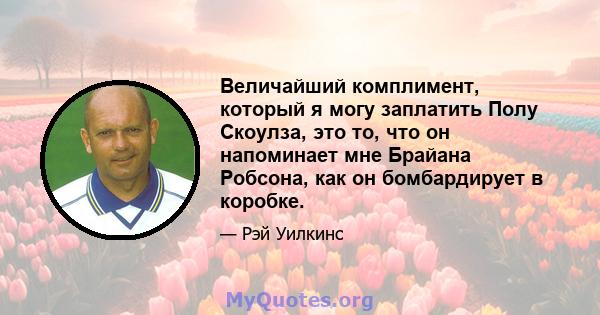 Величайший комплимент, который я могу заплатить Полу Скоулза, это то, что он напоминает мне Брайана Робсона, как он бомбардирует в коробке.