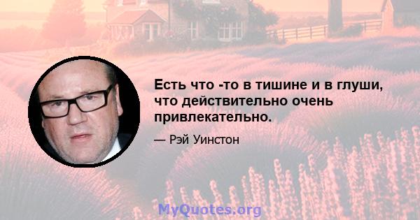 Есть что -то в тишине и в глуши, что действительно очень привлекательно.