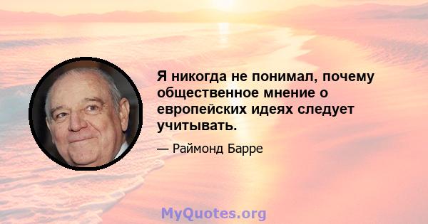 Я никогда не понимал, почему общественное мнение о европейских идеях следует учитывать.