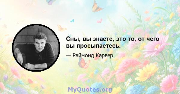 Сны, вы знаете, это то, от чего вы просыпаетесь.