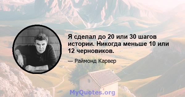 Я сделал до 20 или 30 шагов истории. Никогда меньше 10 или 12 черновиков.