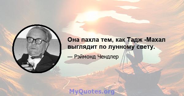 Она пахла тем, как Тадж -Махал выглядит по лунному свету.