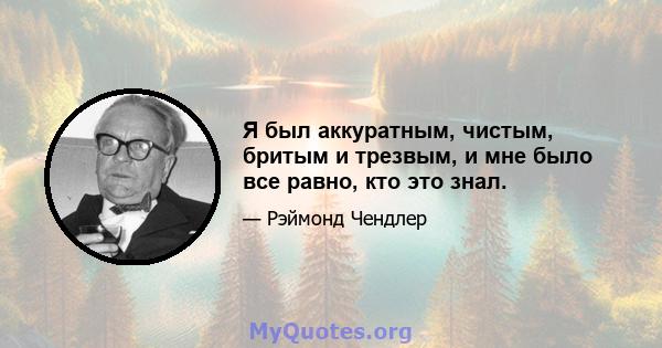 Я был аккуратным, чистым, бритым и трезвым, и мне было все равно, кто это знал.