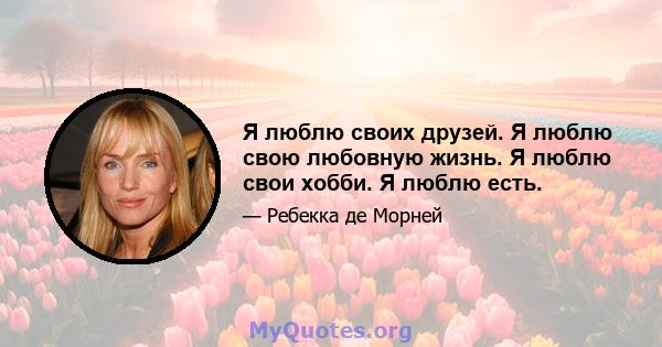 Я люблю своих друзей. Я люблю свою любовную жизнь. Я люблю свои хобби. Я люблю есть.