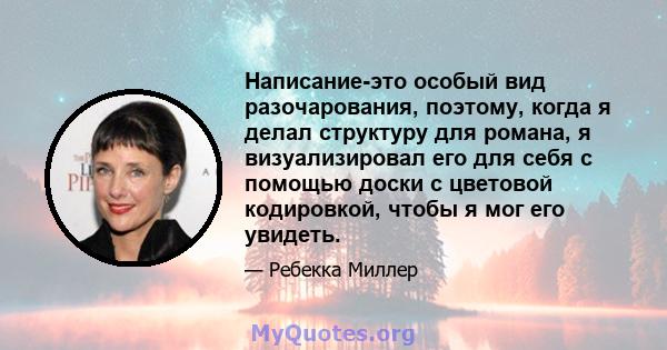 Написание-это особый вид разочарования, поэтому, когда я делал структуру для романа, я визуализировал его для себя с помощью доски с цветовой кодировкой, чтобы я мог его увидеть.