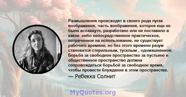 Размышления происходят в своего рода лугах воображения, часть воображения, которое еще не было вспахнуто, разработано или не поставило в какое -либо непосредственное практическое, потраченное на использование, не