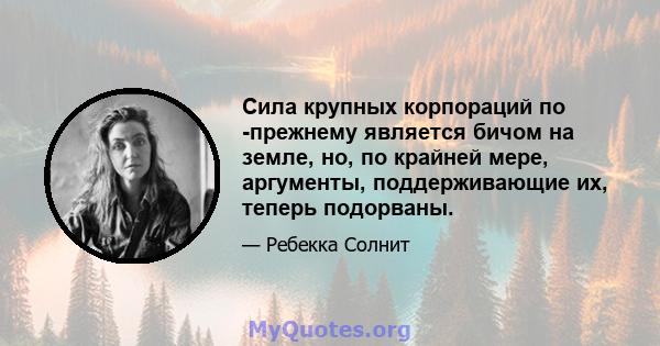 Сила крупных корпораций по -прежнему является бичом на земле, но, по крайней мере, аргументы, поддерживающие их, теперь подорваны.