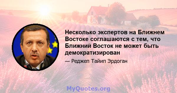 Несколько экспертов на Ближнем Востоке соглашаются с тем, что Ближний Восток не может быть демократизирован