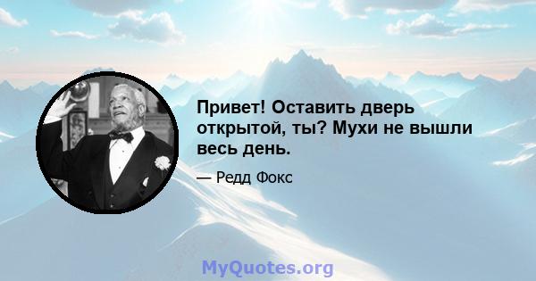 Привет! Оставить дверь открытой, ты? Мухи не вышли весь день.