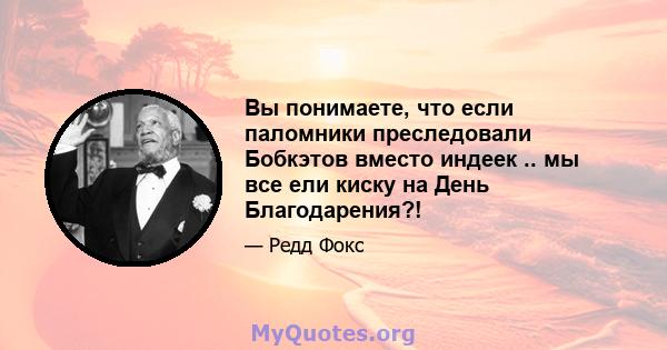 Вы понимаете, что если паломники преследовали Бобкэтов вместо индеек .. мы все ели киску на День Благодарения?!