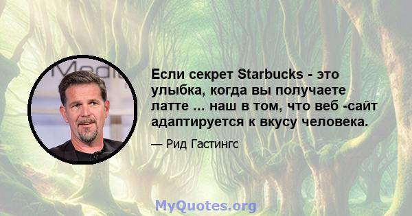 Если секрет Starbucks - это улыбка, когда вы получаете латте ... наш в том, что веб -сайт адаптируется к вкусу человека.